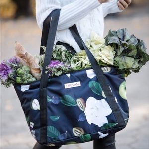 Large Insulated Tote Botanical Floral Fruit Print